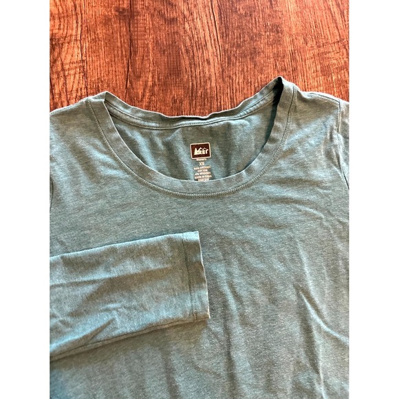 REI Tops - REI Shirt Womens XS Aqua Blue Cotton Classic Fitted Sleeve Performance Crewneck